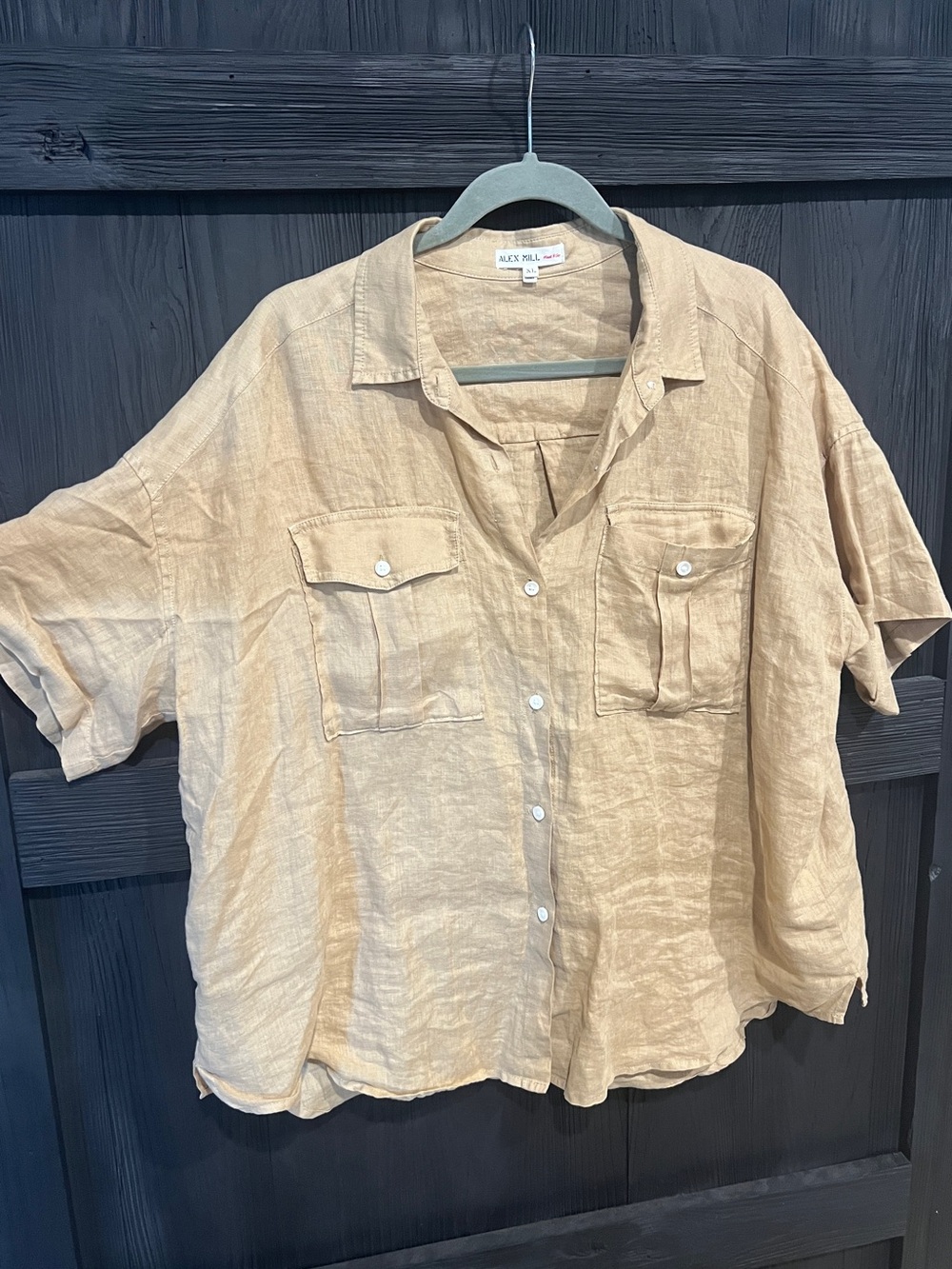 Alex Mill Women's Linen Utility Shirt in Khaki, XL